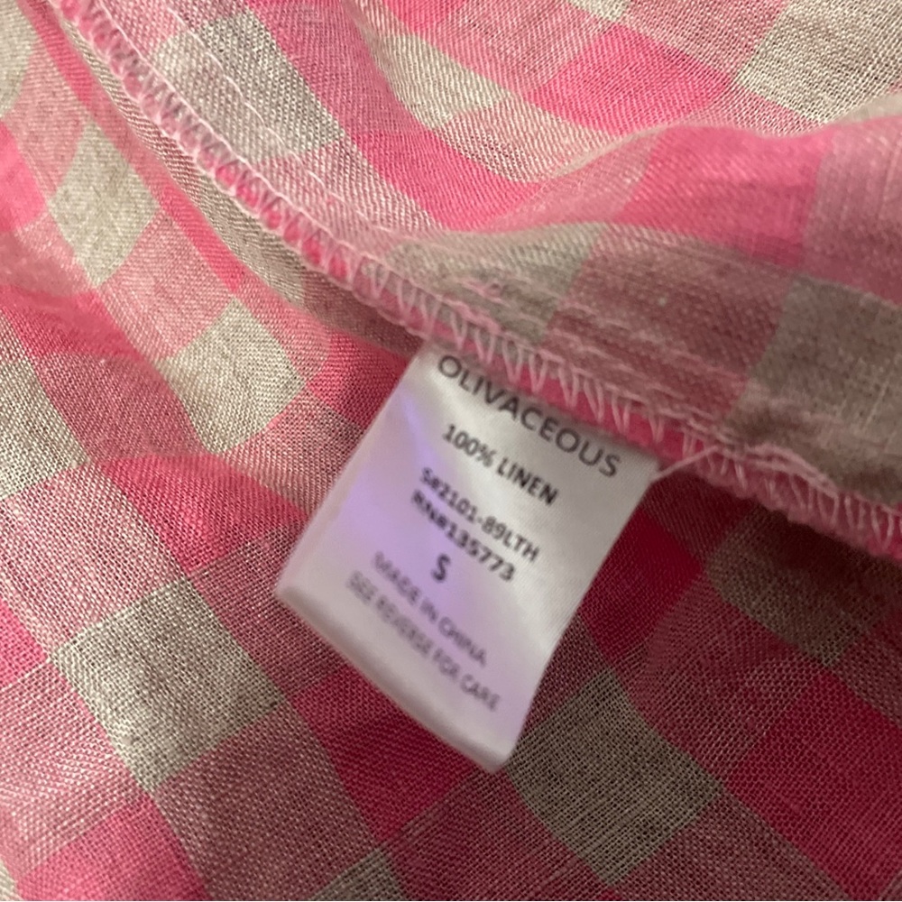 💖 Olivaceous Pink Gingham Wrap‎ Blouse - Picture 5 of 6
